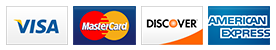 Visa, Mastercard, Discover and American Express icons